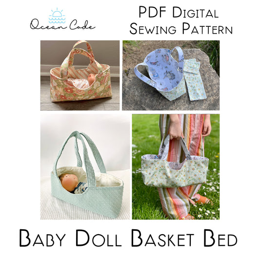 Baby Doll Basket Bed - PDF Sewing Pattern Digital Download