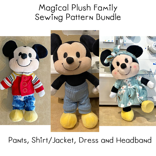 Magical Mouse Plush Family - Pants, Shirt, Dress & headband  PDF Pattern Download
